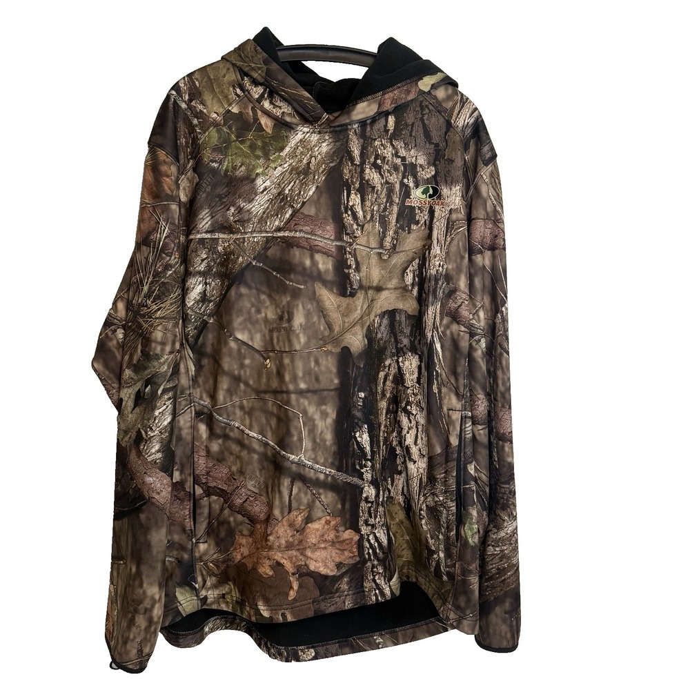Mossy Oak Camo Hoodie Sweatshirt XL Neck Gaiter Hunting Rugged Utility Tactical